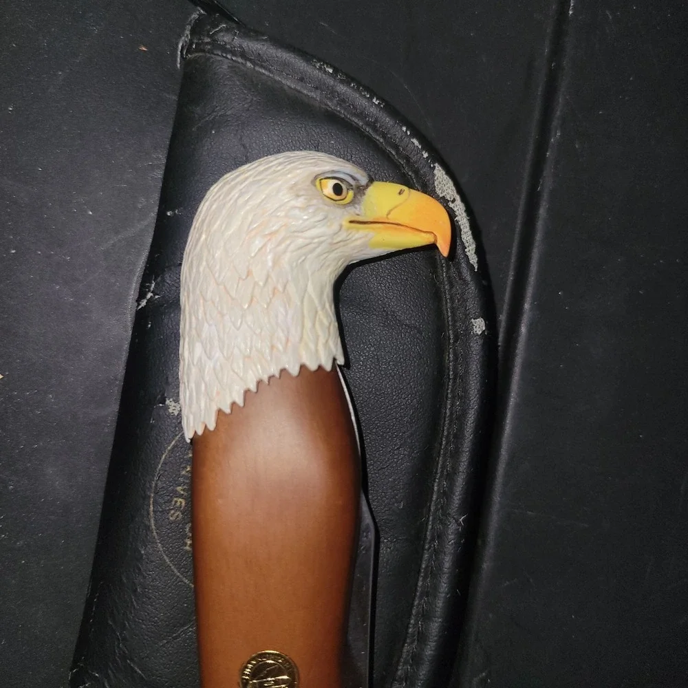 Vintage Franklin Mint Pocket Knife w/ Case Collector Bald Eagle Great